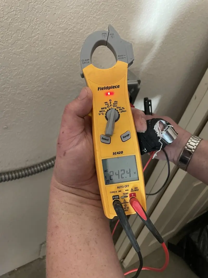 Voltage testing with clamp meter during Hot Tub / Pool Electrical Wiring in Plain City